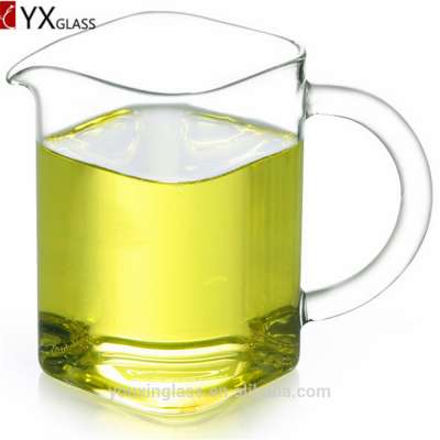 250ML single wall borosilicate square drinking glass cup with handle