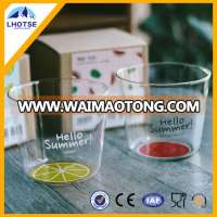 200ml High Clear Water Glass Custome Print High Borosilicate Double Wall Glass